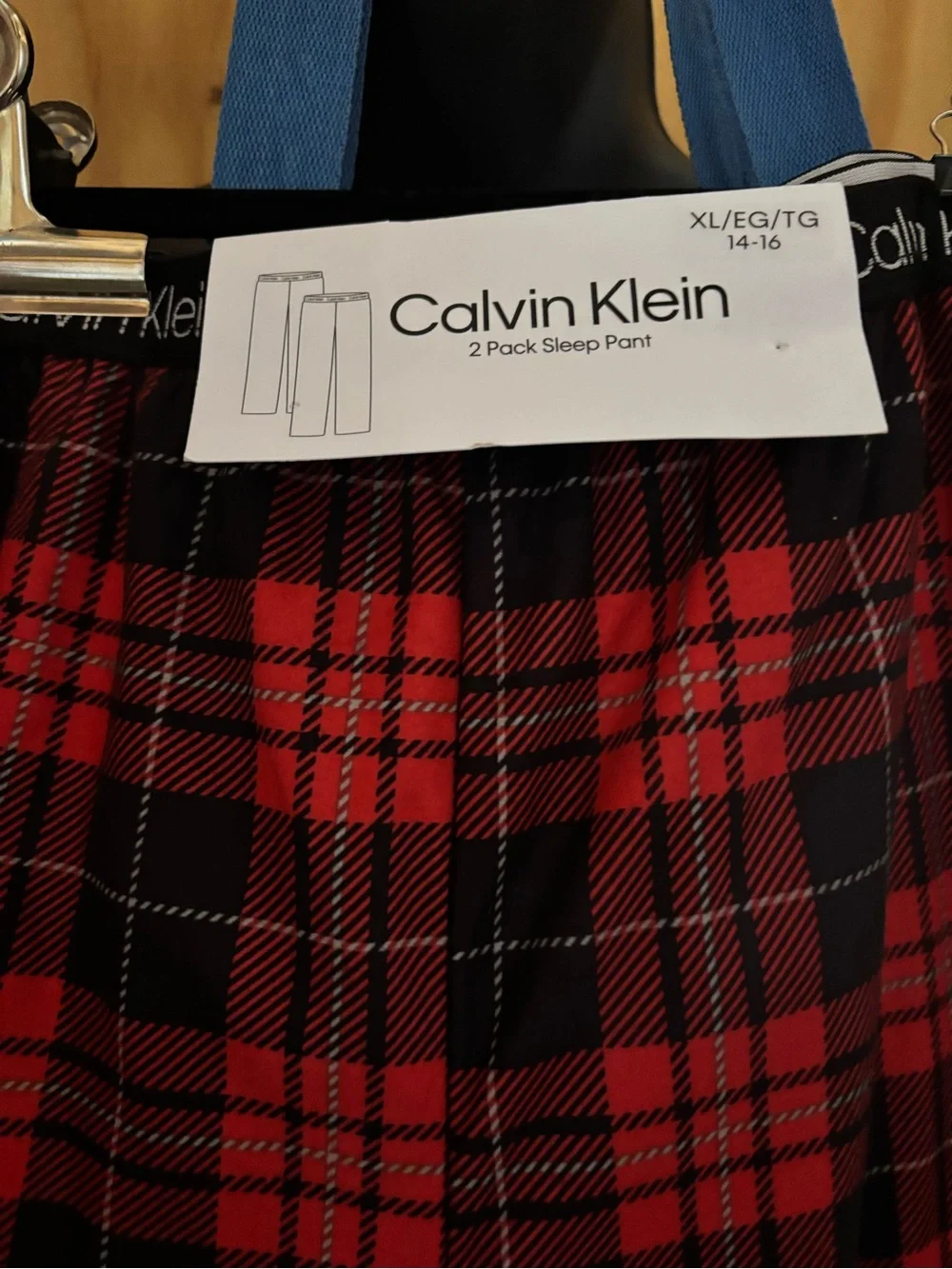 Calvin Klein Kids Plaid Pajama Bottoms in Red and Green